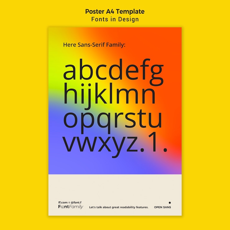 PSD gratuito póster vertical para fuentes y diseño.