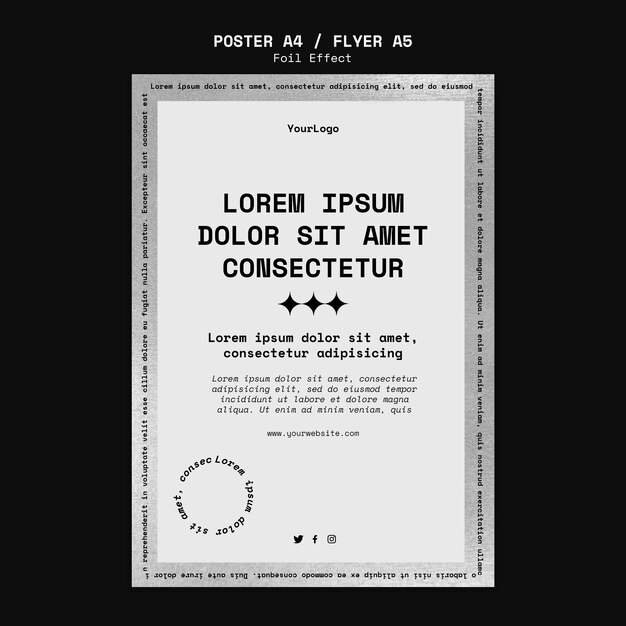 Póster vertical de tecnología con efecto foil