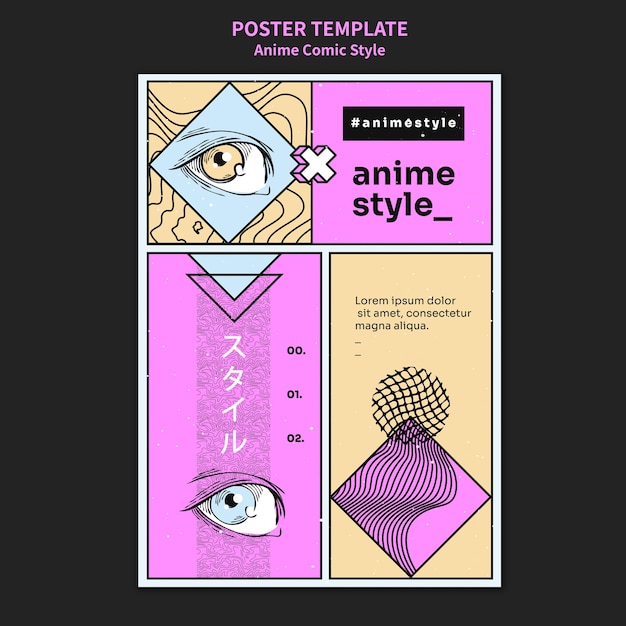 Poster verticale in stile fumetto anime