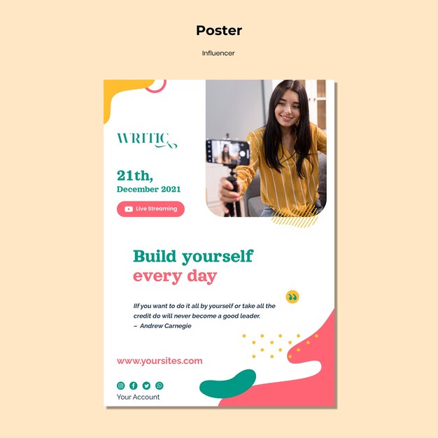 Poster verticale per influencer femminile sui social media
