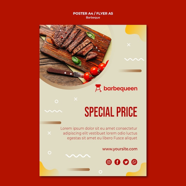 Gratis PSD poster voor barbecue-restaurant