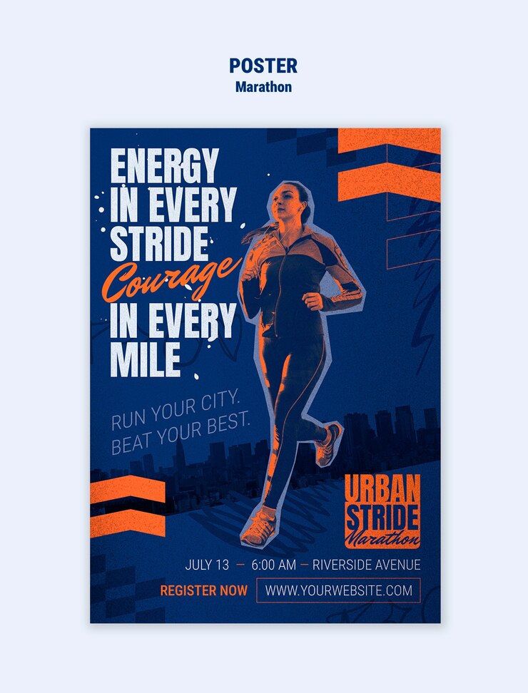 Gratis PSD poster voor de urban stride marathon