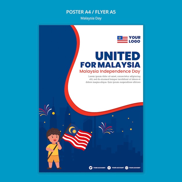 Gratis PSD poster voor jubileumfeest van de dag van maleisië