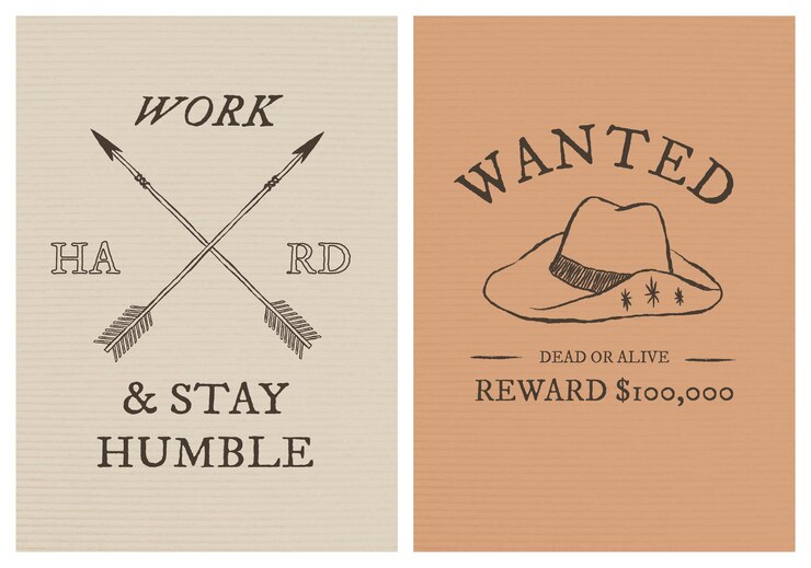 Gratis PSD postersjabloon met cowboythema psd met bewerkbare tekstset