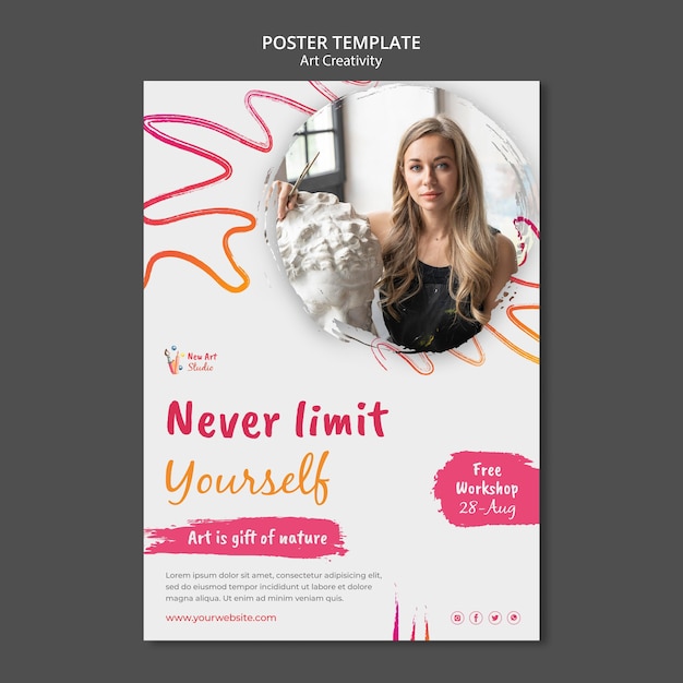 Gratis PSD postersjabloon voor kunst en creativiteit