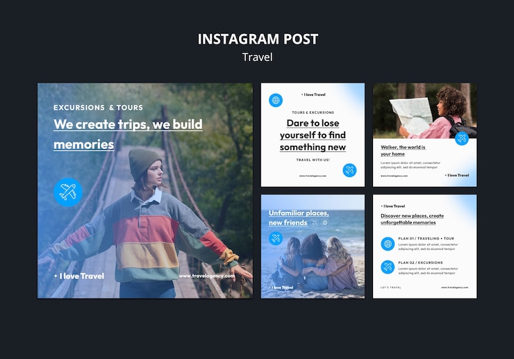 PSD Gratis postingan instagram petualangan perjalanan gradien