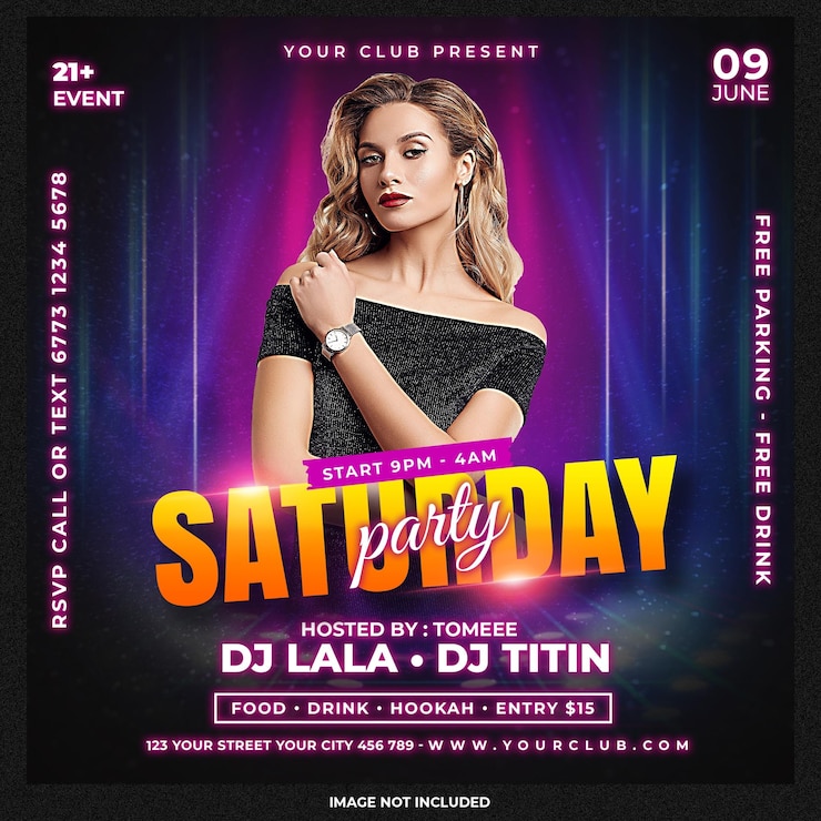 PSD Gratis postingan media sosial selebaran pesta dj klub