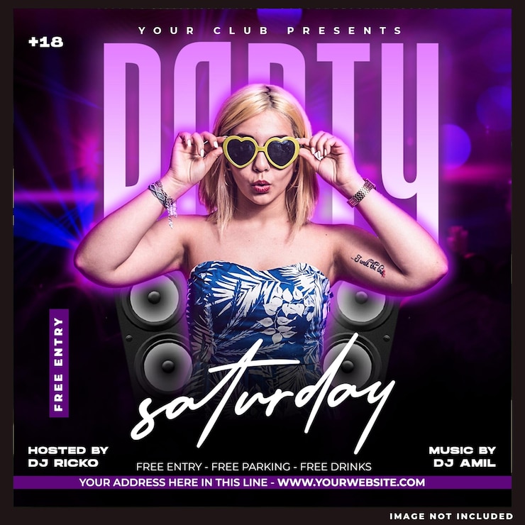 PSD Gratis postingan media sosial selebaran pesta dj klub