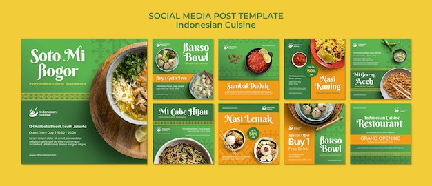 Gratis PSD postsjabloon voor sociale media in de indonesische keuken