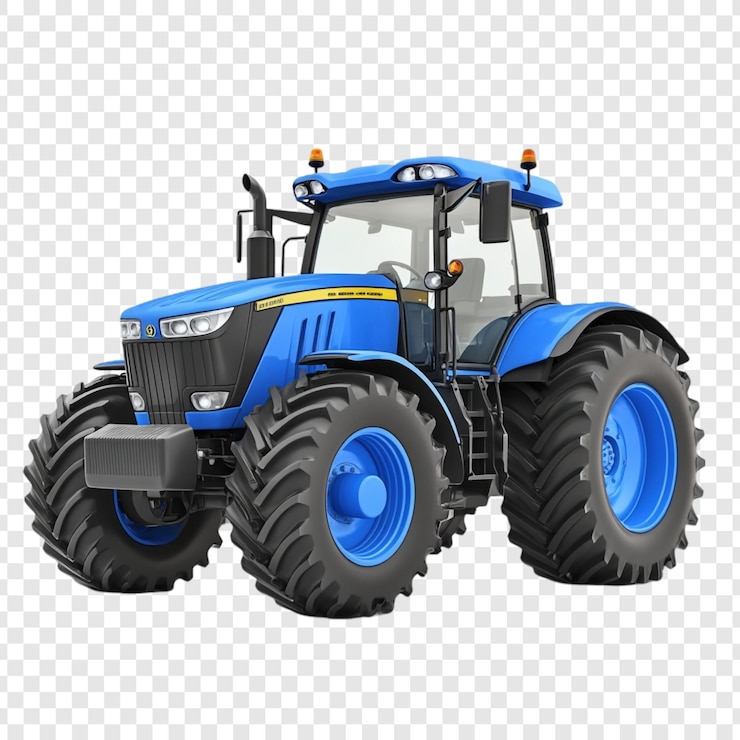 PSD gratuito potente trattore blu pronto per il lavoro agricolo forte macchina veicolo agricolo