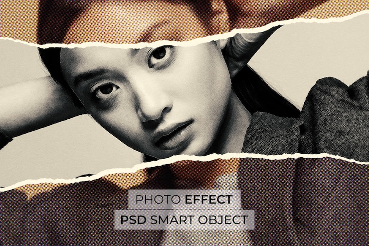 Gratis PSD potloodtekening op gescheurd papier foto-effectontwerp