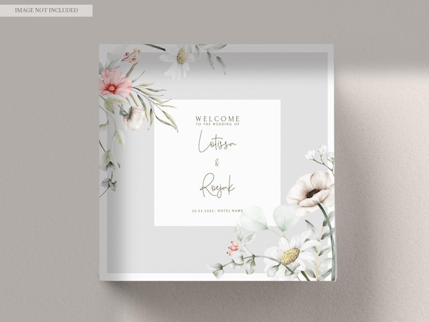 Gratis PSD prachtige aquarel vintage bloemen bruiloft uitnodiging kaartsjabloon