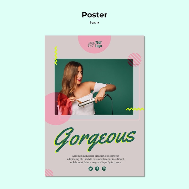 Gratis PSD prachtige en schoonheid concept poster sjabloon