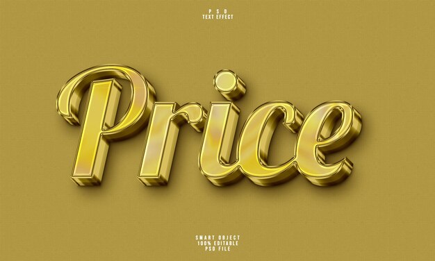 precio efecto de texto editable 3d