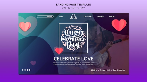 PSD gratuito preciosa plantilla web de san valentín