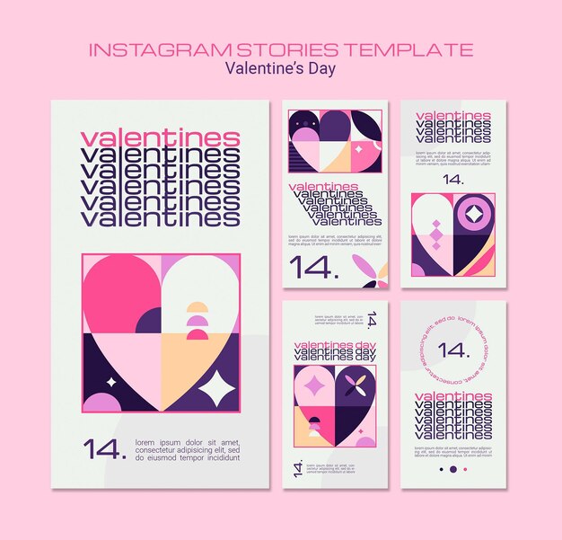 Preciosas historias ilustradas de redes sociales del día de san valentín