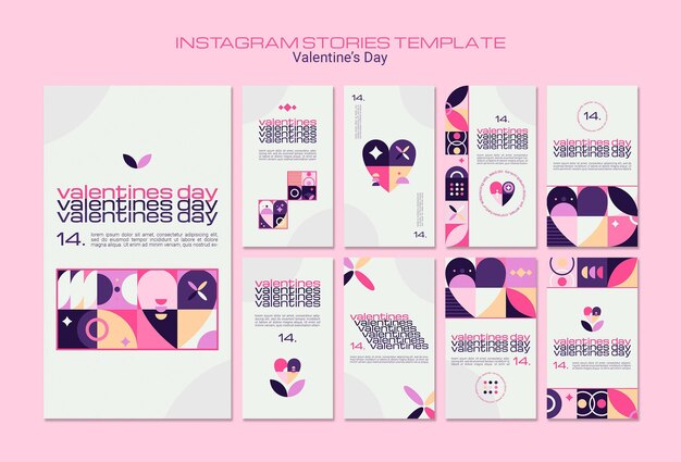 Preciosas historias ilustradas de redes sociales del día de san valentín