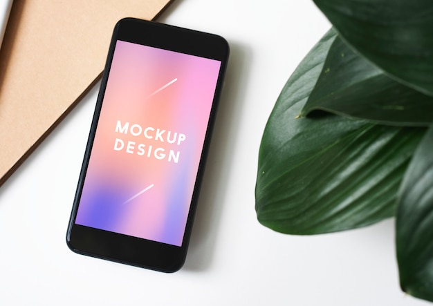 Premium mockupsjabloon voor mobiele telefoon