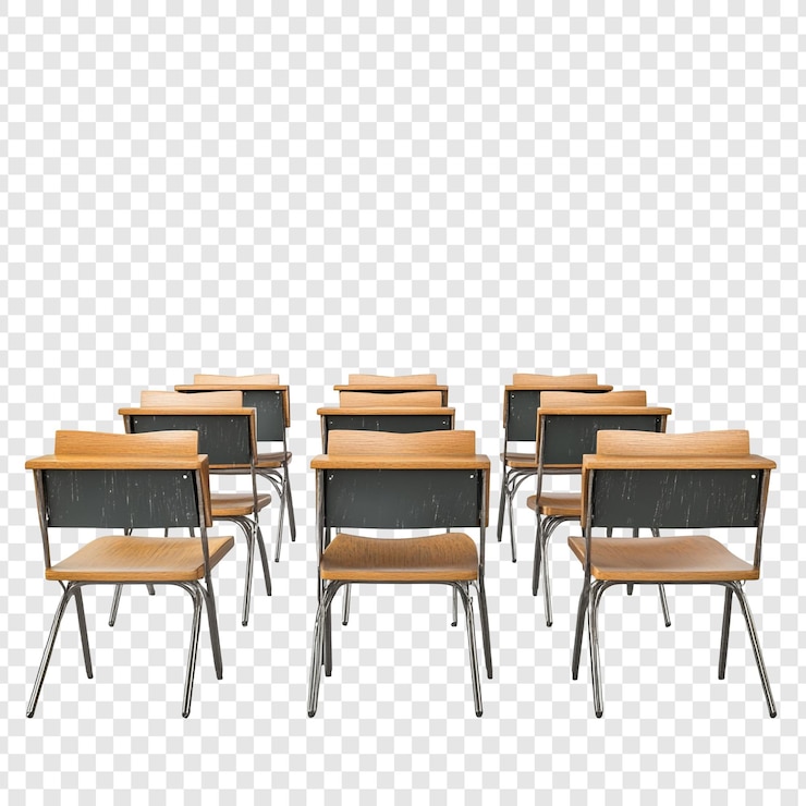PSD gratuito preparazione per la classe d'epoca dieci scrivanie in legno disposte in file