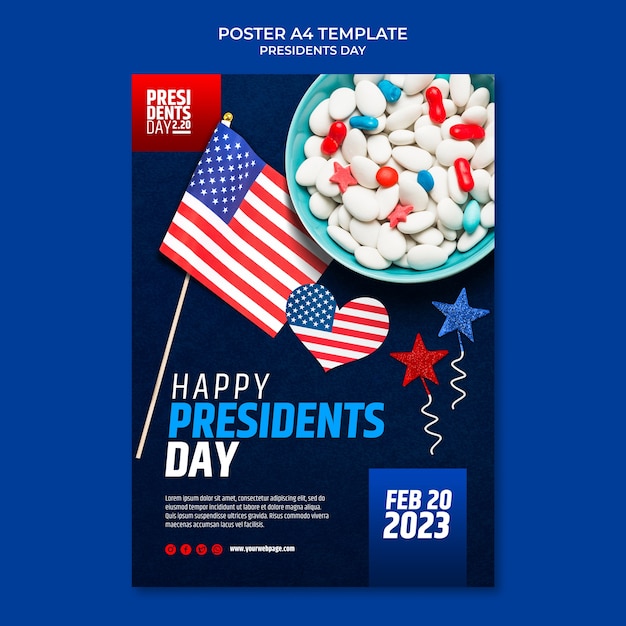 Gratis PSD presidenten dag viering poster sjabloon