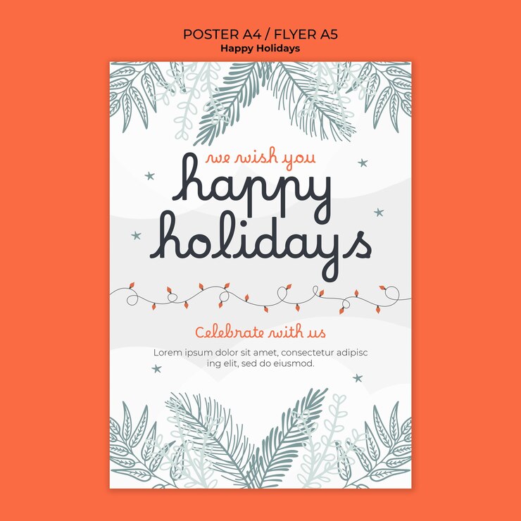 Gratis PSD prettige feestdagen poster sjabloon