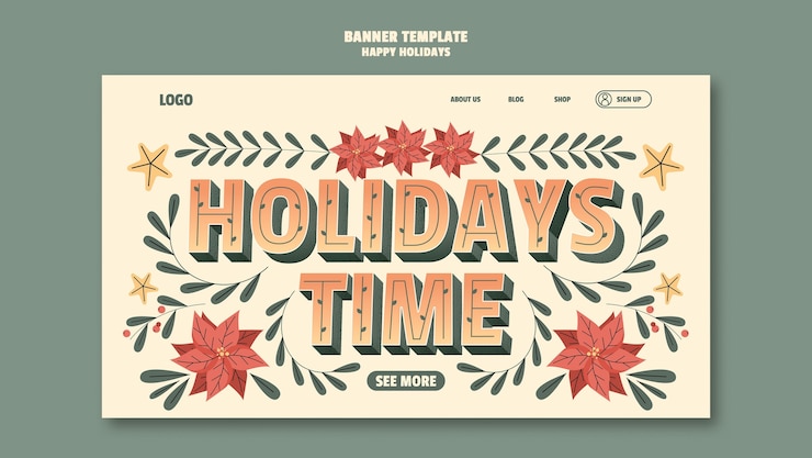 Gratis PSD prettige feestdagen sjabloonontwerp