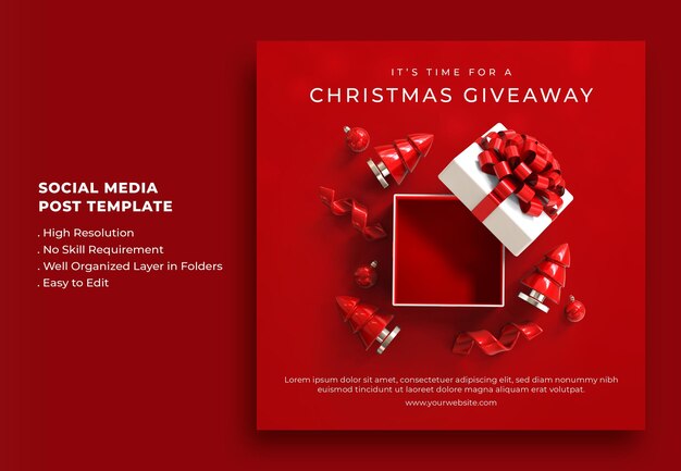 Prettige kerstdagen en een gelukkig nieuwjaar Giveaway Social Media Post-sjabloon