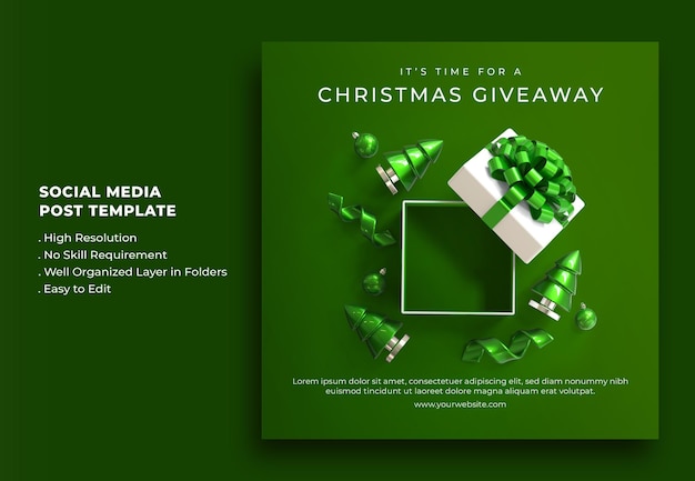 Prettige kerstdagen en een gelukkig nieuwjaar Giveaway Social Media Post-sjabloon