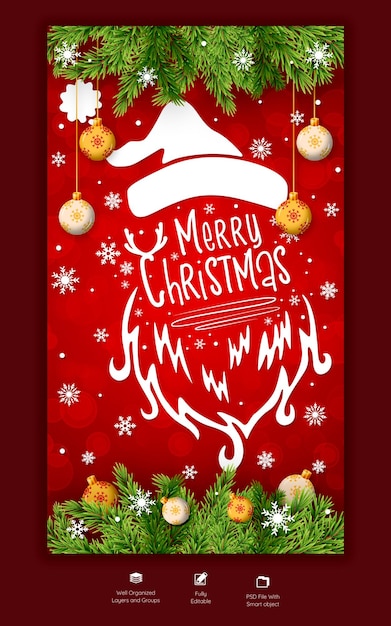 Prettige kerstdagen en een gelukkig nieuwjaar Instagram- en Facebook-verhaalsjabloon