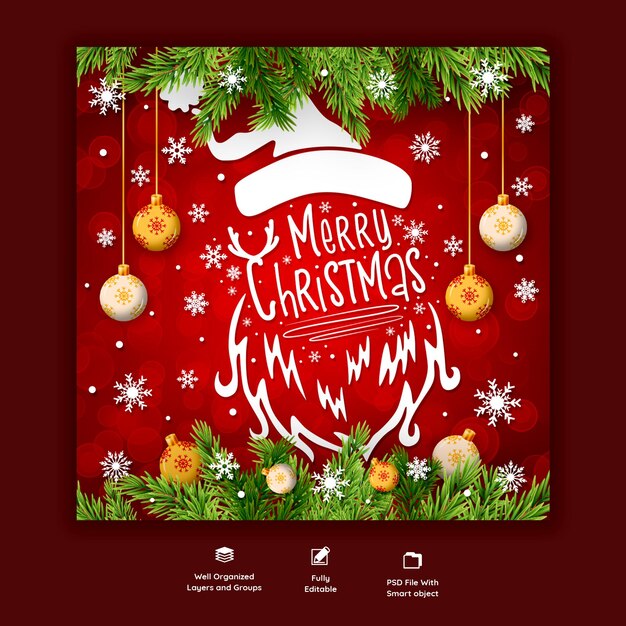Prettige kerstdagen en gelukkig nieuwjaar social media banner of Instagram postsjabloon