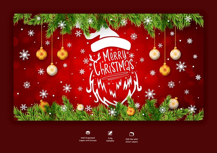 Prettige kerstdagen en gelukkig nieuwjaar websjabloon voor spandoek