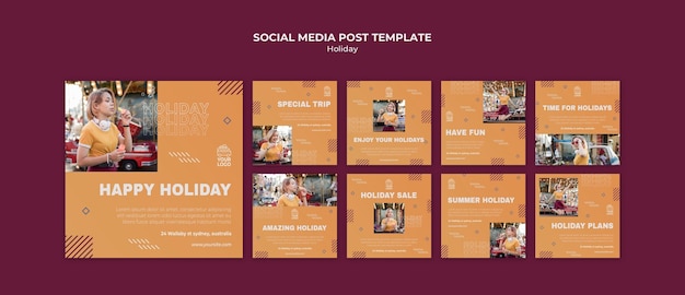 Gratis PSD prettige vakantie sociale media postsjabloon