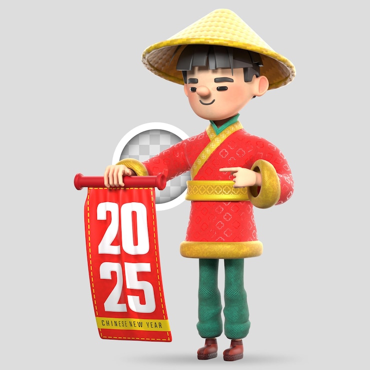 PSD Gratis pria tiongkok memegang ilustrasi 3d bendera