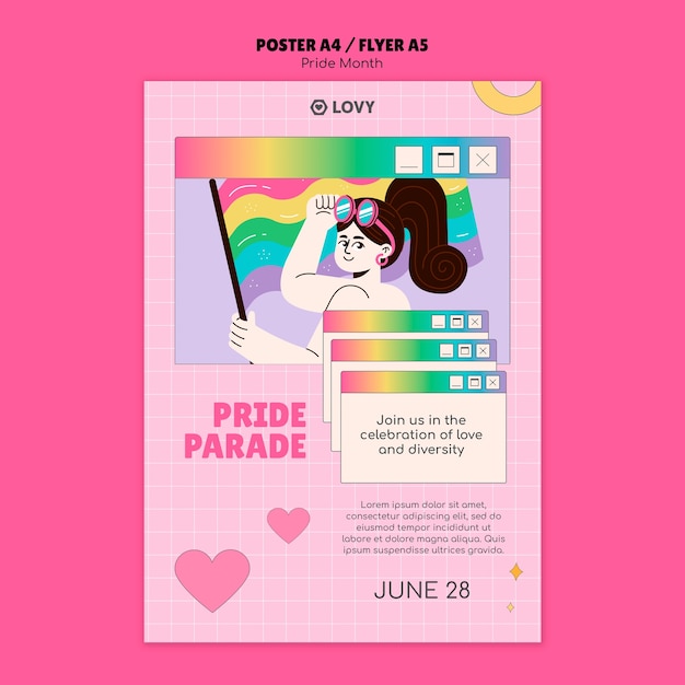 Gratis PSD pride maand poster sjabloon