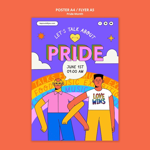 Gratis PSD pride maand viering poster sjabloon