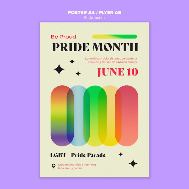 Gratis PSD pride maand viering poster sjabloon