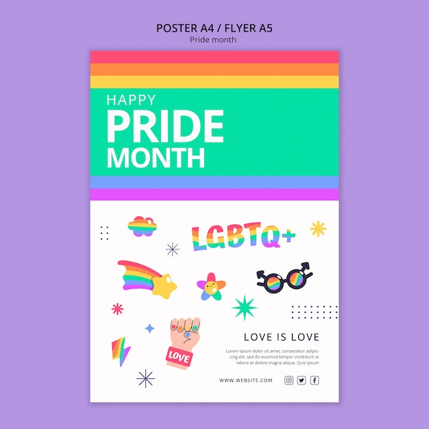 Gratis PSD pride maand viering poster sjabloon