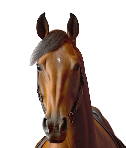 Un primer plano de un caballo aislado