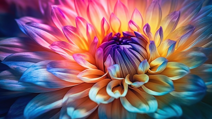 PSD gratuito un primer plano de flores coloridas con ia generativa