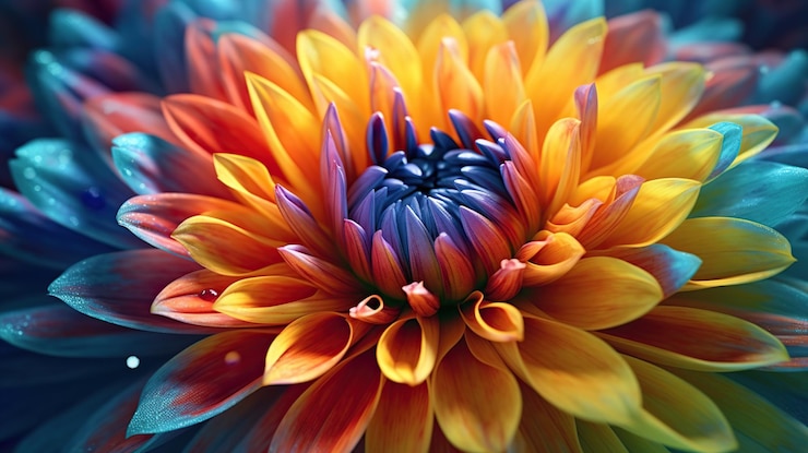 PSD gratuito un primer plano de flores coloridas con ia generativa