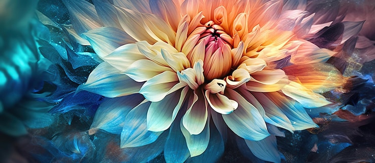 PSD gratuito un primer plano de flores coloridas con ia generativa