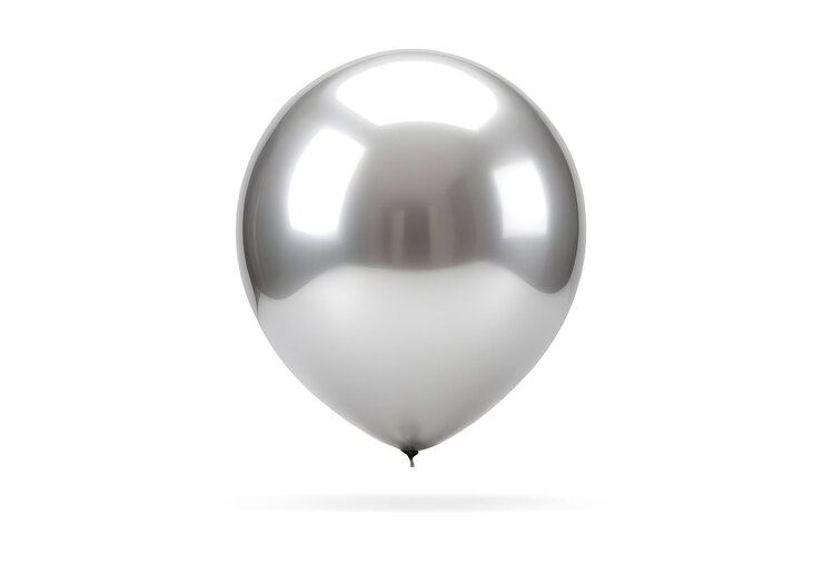 PSD gratuito un primer plano en el globo plateado flotante