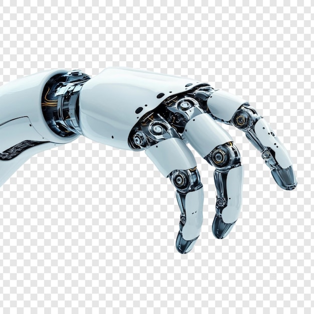 Primer plano de una mano robótica futurista que alcanza la tecnología avanzada y la inteligencia artificial