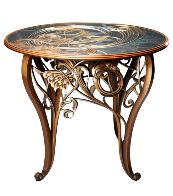 Un primer plano en la mesa art déco aislada