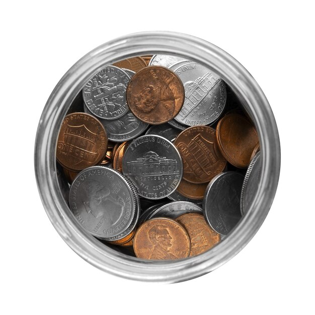 Primer plano de las monedas aisladas