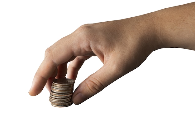 Primer plano de las monedas aisladas
