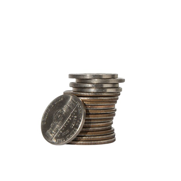 Primer plano de las monedas aisladas