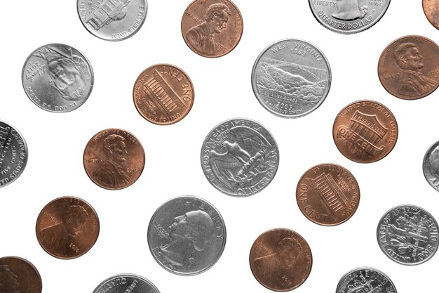 Primer plano de las monedas aisladas