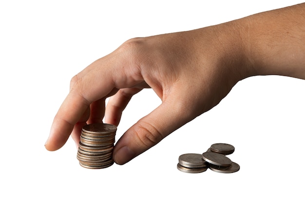 Primer plano de las monedas aisladas