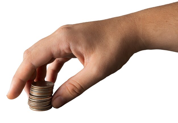 Primer plano de las monedas aisladas